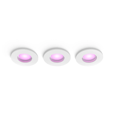 3x Oprawa Podtynkowa Wpuszczana LED Hermetyczna IP44 Łazienkowa 4.2W 400lm IP44 White and Color Ambiance RGB + TW Biała Inteligentna SMART Zigbee Bluetooth Xamento Philips HUE