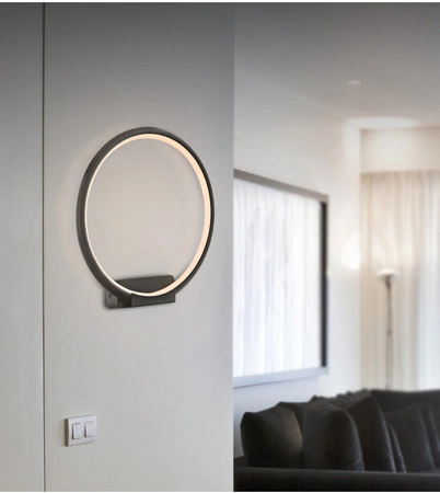 Kinkiet ORION okrąg czarny 10W LED IP20 styl nowoczesny minimalistyczny Metal i akryl Milagro