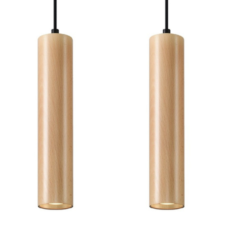 Lampa Sufitowa Wisząca Zwis 2x GU10 Tubularna Brązowa Skandynawska Lino Sollux