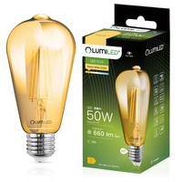 Żarówka LED E27 ST64 6W = 50W 660lm 2200K Ciepła 360° Filament LUMILED