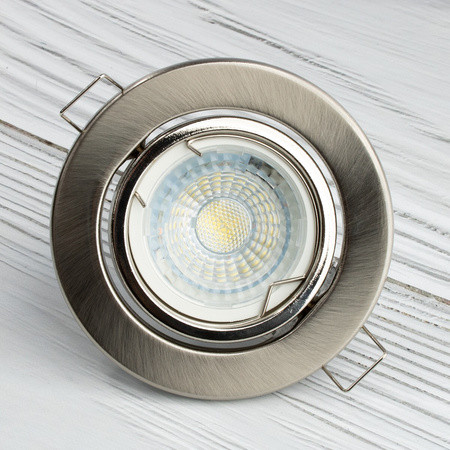 Oprawa HALOGENOWA Podtynkowa Ruchoma Okrągła Satyna Blacha GU10 MR16