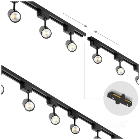 Łącznik do Szynoprzewodu Prosty 1-Obwodowy Wewnętrzny Czarny Kobi