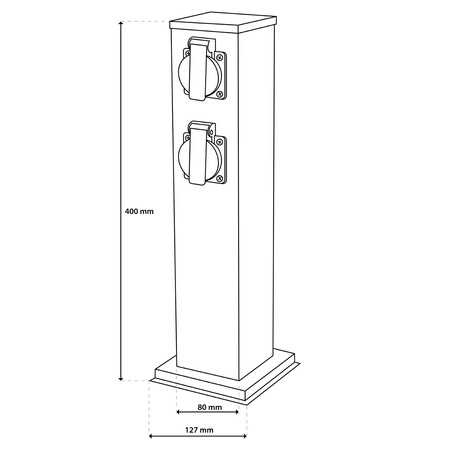 Słupek Ogrodowy IBERI Zewnętrzny Stojący 230V 40cm 4x Gniazdo Sieciowe LUMILED