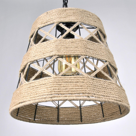 Lampa wisząca sufitowa ALMA Rope IL MIO w stylu boho stal + sznur 1x E27 GOLDLUX (Polux)
