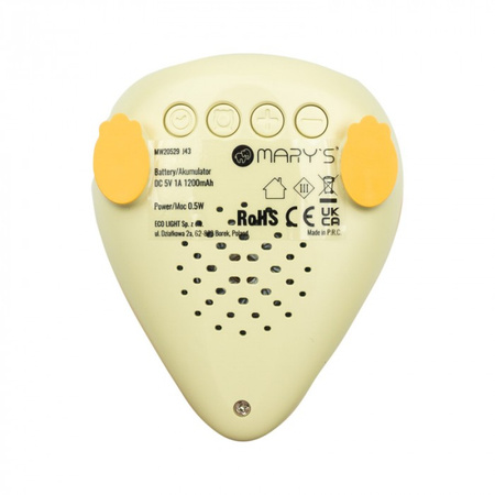 Zegar Elektroniczny dla Dzieci BUDZIK Żółty USB Akumulatorowy 1200mAh DINO MARY'S