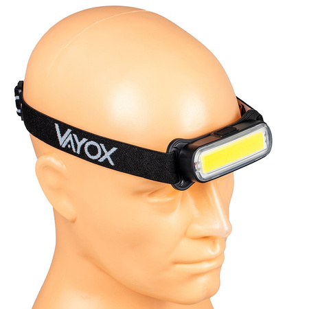 Latarka Czołowa Akumulatorowa 300lm COB LED 4 Tryby Pracy VAYOX