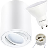 Oprawa Natynkowa HALOGENOWA Spot Tuba Ruchoma Okrągła Biała 84mm + Żarówka LED GU10 6W 120° 3000K AMAT-M LUMILED