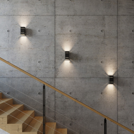 Lampa Ścienna Kinkiet Góra Dół G9 Prostokątna Czarna Industrialna Blocco Sollux