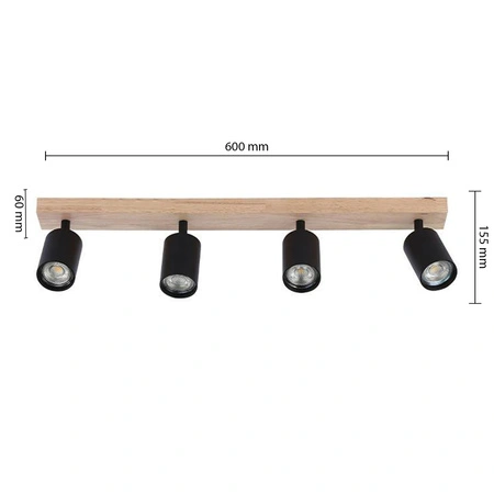 Lampa Sufitowa Spot Tuba Reflektor Oprawa Halogenowa 4x GU10 Ruchomy Czarny Brązowy Dabi Masterled