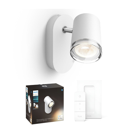 Lampa punktowa Łazienkowa Kinkiet LED Spot Adore Biały 5W IP44 CCT PHILIPS HUE Bluetooth + Przełącznik Dimmer Switch