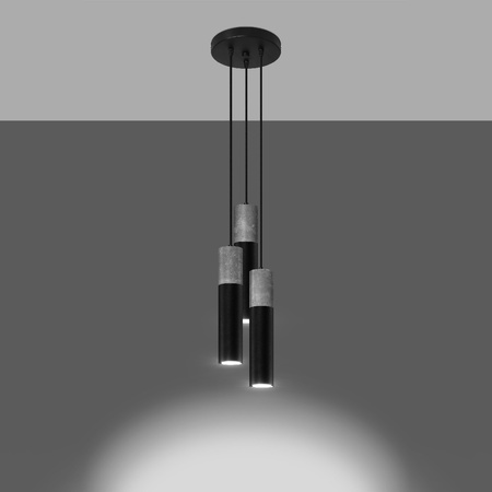 Lampa Sufitowa Oprawa Natynkowa SPOT TUBA 3x GU10 Wisząca Zwis Tubularna Czarna Szara Nowoczesna Borigio Sollux