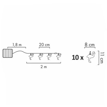 Girlanda Solarna Ogrodowa Ozdobna Łańcuch Świetlny Flamingi 10 LED Zimna