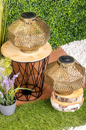 Lampa LED solarna Lampion ogrodowa filament LATARENKA wisząca metalowa miedziana