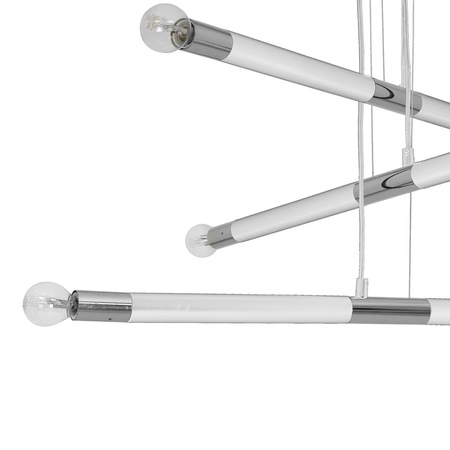 Lampa wisząca BASTONE 6xE14 Prosta Forma Minimalistyczna Biała Chrom MLP6568 Milagro Metal