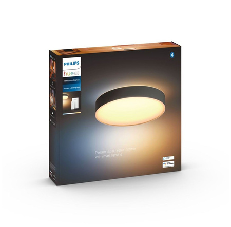 Plafon LED Lampa Sufitowa Natynkowa 33.5W 4300lm IP20 White Ambiance TW Czarna 42.5cm Inteligentna SMART Zigbee Bluetooth Enrave Philips HUE