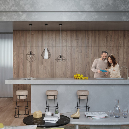 Lampa Sufitowa Wisząca Zwis E27 Geometryczna Czarna Industrialna Gaspare Sollux