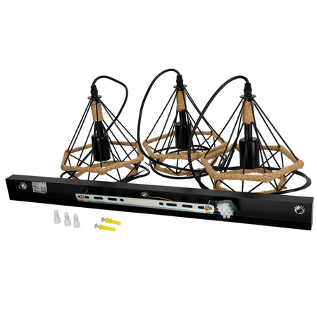 Lampa Wisząca Dekoracyjna Bambusowa 3x E27 Siena Kobi