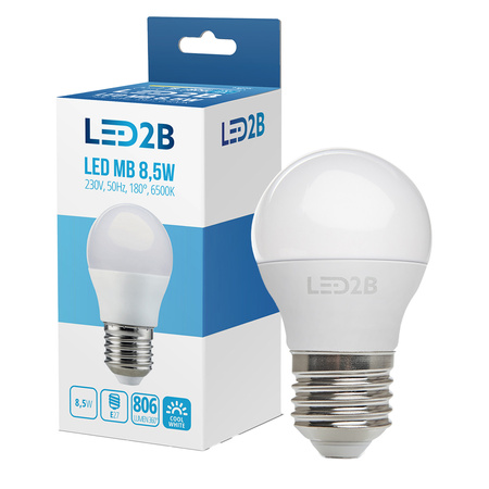 Żarówka LED E14 Kulka 9W 806lm 6500K Zimna 180° LED2B Kobi