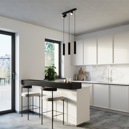 Lampa Sufitowa Wisząca Zwis 5x GU10 Tuba Ruchoma Tubularna Czarna Nowoczesna Ring Sollux