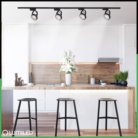 Zestaw Szyna Oświetleniowa Szynoprzewód 2m + 4x Reflektor Szynowy GU10 AR111 VICTUS CZARNY