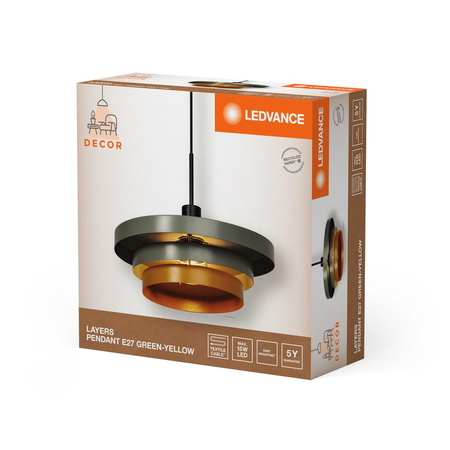 Lampa Sufitowa Wisząca Dekoracyjna E27 Zwis Zielony Żółty Decor Ledvance