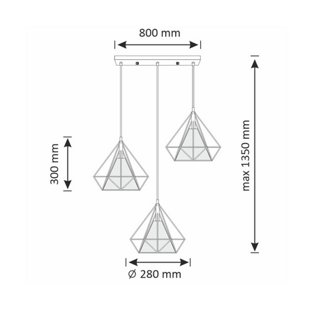 Lampa Wisząca Sufitowa HIRA 3x E27 Zwis Czarna Złota GOLDLUX (Polux)
