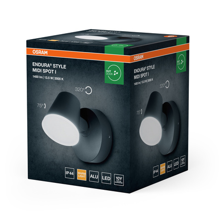 Kinkiet Ogrodowy Lampa Elewacyjna Zewnętrzna LED 13.5W 800lm 3000K Ciepła Szary IP44 Endura Osram