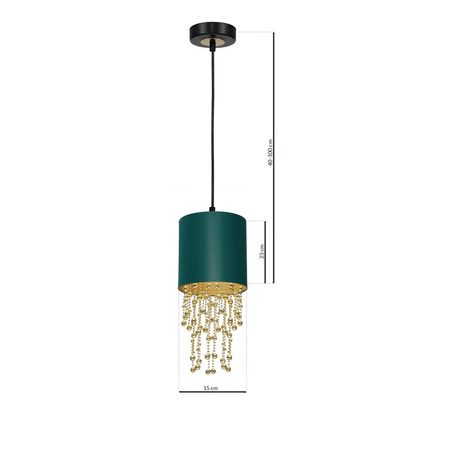 Lampa wisząca ALMERIA 1xE27 Elegancka Sznury Korali Zielona MLP6449 Milagro Metal + Tworzywo sztuczne+ Tkanina
