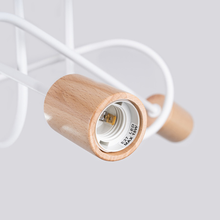 Lampa Sufitowa Oprawa Natynkowa Wisząca Zwis 3x E27 Żyrandol Nieregularna Naturalne Drewno Minimalistyczna Ember Sollux