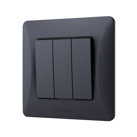 Przełącznik Włącznik Schodowy 3-biegunowy 10A Natynkowy Czarny BINERA VIDEX