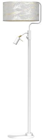 Lampa Podłogowa Stojąca SENSO Biała Złota 1xE27 + 1x mini GU10 Milagro