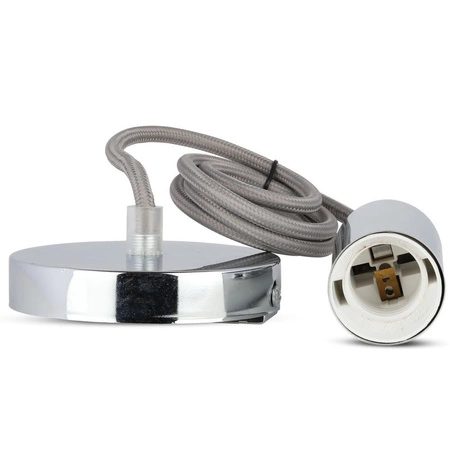 Lampa Wisząca Oprawa E27 Chromowy klosz z szarym kablem VT-7338 V-TAC