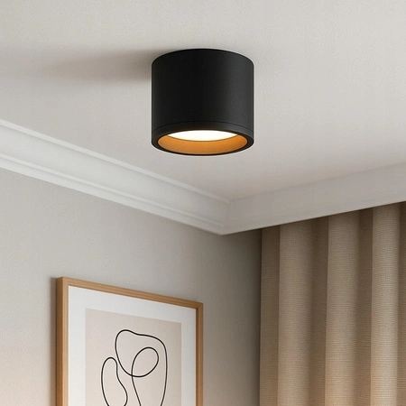 Oprawa Natynkowa LED GOLDA Halogenowa Sufitowa GX53 Tuba Okrągła Czarno - Złota