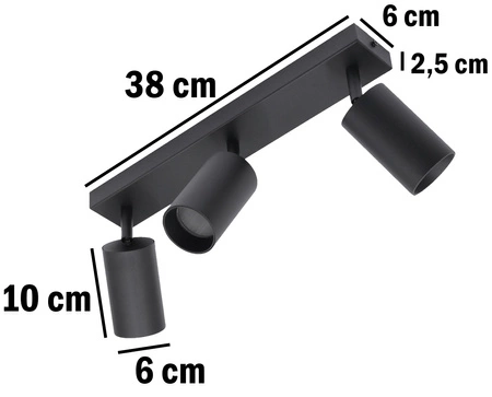 Kinkiet sufitowy 3x GU10 SPOT Lampa LED QUALIS III Czarny