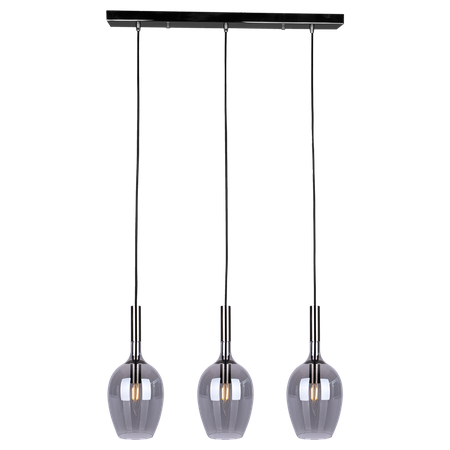 Lampa wisząca TANGO 3xE14 Opływowy Klosz Przydymiony Milagro ML6166 Metal + Szkło