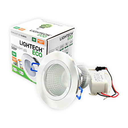 Oprawa Sufitowa 5W Podtynkowa LED DOWNLIGHT DEEP Okrągła 4000K 400lm Srebrna