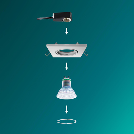 3x Oprawa Podtynkowa Wpuszczana LED GU10 Ruchoma Aluminiowa Kwadratowa Biała Peridot Philips