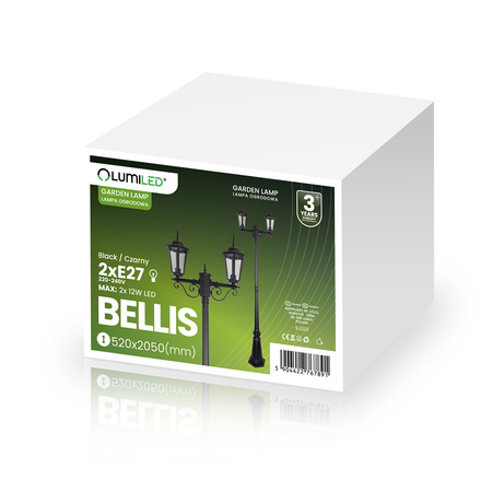 Lampa Ogrodowa Stojąca LED Słupek 2m 2x E27 Latarnia Zewnętrzna Dekoracyjna BELLIS LUMILED