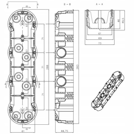 Puszka Końcowa Poczwórna Podtynkowa Instalacyjna Elektryczna PK60 PAWBOL