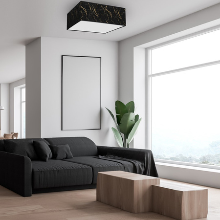 Plafon LED Lampa Sufitowa SENSO Czarna Złota Kwadrat 3xE27 Milagro