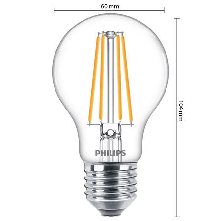 Żarówka LED E27 A60 8.5W = 75W 1055lm 4000K Neutralna Filament PHILIPS