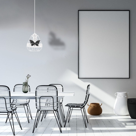 Lampa wisząca KAGO 1xE27 Dziecięca Czarny Motyl Biała MLP4922 Milagro Metal
