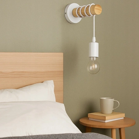 Lampa Ścienna Wisząca Kinkiet Spot E27 Biały Brązowy Eos Masterled