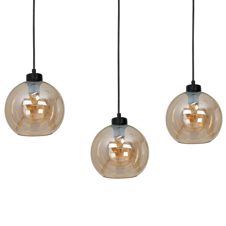 Lampa wisząca SOFIA 3xE27 MLP6581 Bursztynowy Klosz Kula Milagro Metal + Szkło