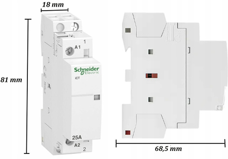 Stycznik Modułowy 25A 2P Przekaźnik IP20 Schneider