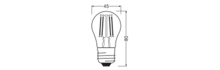 Żarówka LED P45 E27 3.4W = 40W 470lm 2700K Ciepła Ściemnialna 320° Filament Performance Class Ledvance