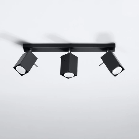 Lampa Sufitowa Oprawa Natynkowa SPOT TUBA Reflektor 3x GU10 Kwadratowa Czarna Nowoczesna Merida Sollux