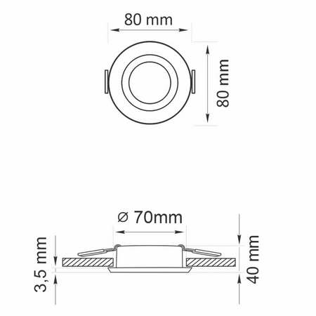 Oprawa Podtynkowa Okrągła Czarna Matowa BORAS Oczko MR16 IP44 GOLDLUX (Polux)