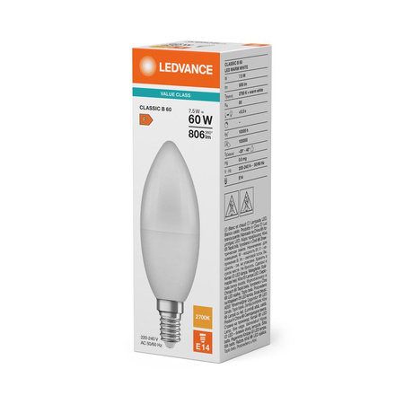 Żarówka LED B39 E14 7.5W = 60W 806lm 2700K Ciepła Biała LEDVANCE