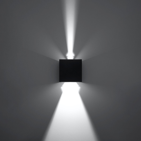 Lampa Ścienna Kinkiet Góra Dół Kwadratowa 3000K Ciepła Czarna Nowoczesna Luca Sollux